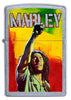 Vooraanzicht Zippo-aansteker chroom Bob Marley met opgeheven vuist