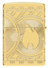 Zippo aansteker achteraanzicht muntontwerp dat de Zippo vlam toont op een munt met bogen van cirkels in diepe gravure