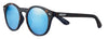 Zippo zonnebril vooraanzicht ¾ hoek met ronde glazen en brede armen in verschillende tinten bruin met wit Zippo logo