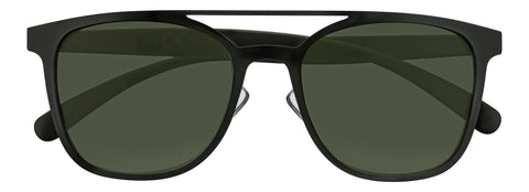 Vooraanzicht zonnebril Zippo met zwart montuur en groene glazen