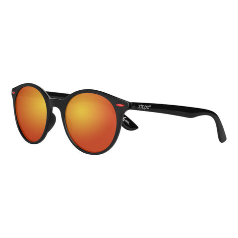 Vooraanzicht 3/4 hoek Zippo zonnebril Panto oranje lenzen met zwart montuur