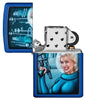 Zippo Aansteker Retro Futuristische Koningsblauwe Pinup Vrouw Met Ray Gun Web Debuut Geopend Zonder Vlam